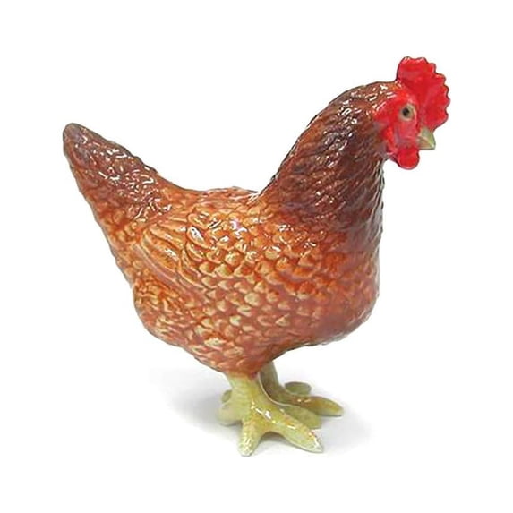Northern Rose Brown Rhode Island Hen Farm Animal - Hand-painted Home Decor Animal Decorative Figurine - Miniature Porcelain Figurine