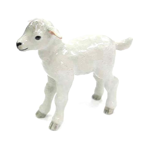 Northern Rose White Lamb Goat Animal Hand-painted - Home Decor Animal Birthday Gift Decorative Figurine - Miniature Porcelain Figurine
