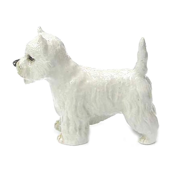 Northern Rose White Scottish Westie Terrier Hand-painted - Home Decor Animal Decorative Figurine Birthday Gift - Miniature Porcelain Figurine