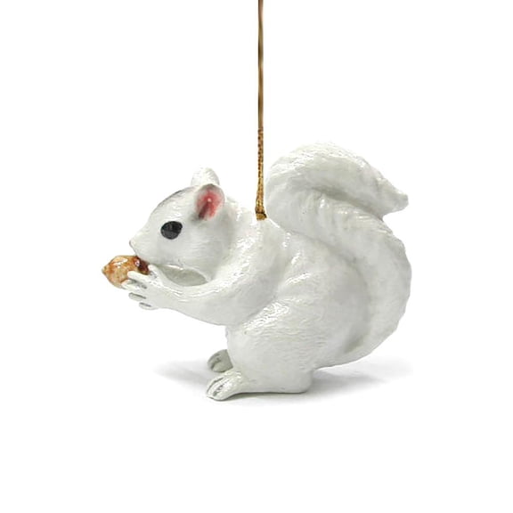 Northern Rose White Squirrel Animal - Handcrafted Decorative Figurine Christmas Unique Ornament - Miniature Porcelain Figurine