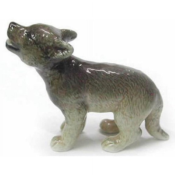 Northern Rose Wolf Gray Cub Howling Hand-painted - Home Decor Animal Decorative Figurine Birthday Gift - Miniature Porcelain Figurine