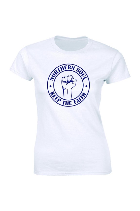 Northern Soul T Shirt Keep The Faith Fist Logo Soul Mod 60S 70S Retro Womens Tee All Size S-5XL