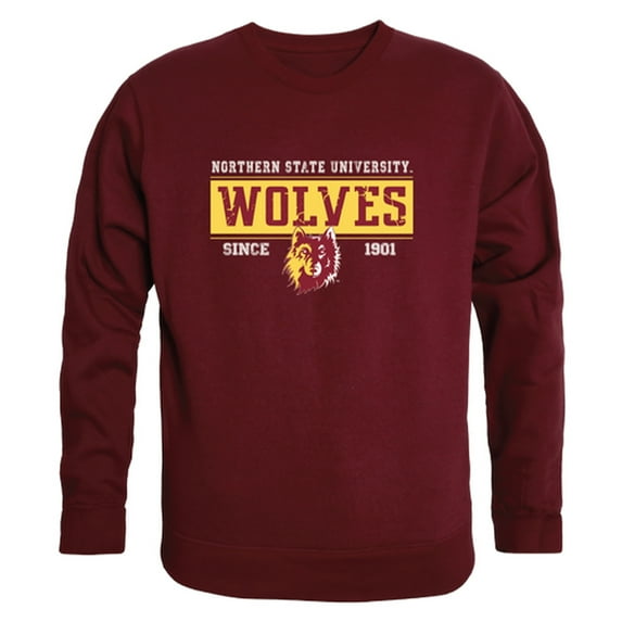 Northern State University Foundation Wolves Established Crewneck Pullover Sweatshirt Sweater - Maroon, XX-Large