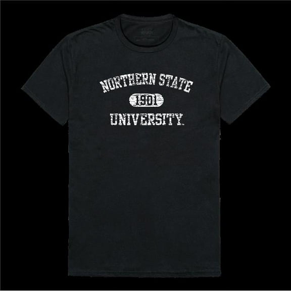 Northern State University Wolves Distressed Arch College T-Shirt, Black - 2XL