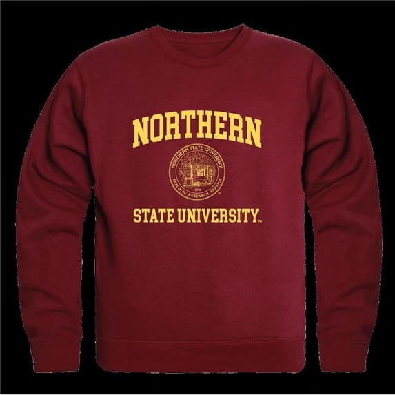 Northern State University Wolves Seal Crewneck Sweatshirt, Maroon - Large