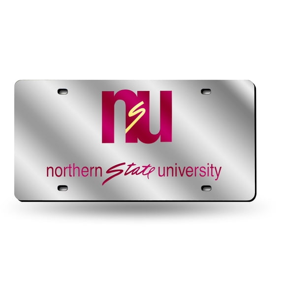 Northern State Wolves Mirrored Laser Cut License Plate Laser Tag