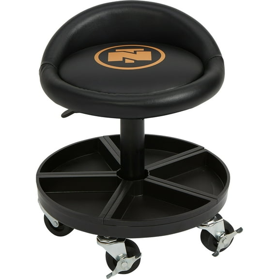 Northern Tool + Equipment 15-1/2in. XL Series Roller Seat with Tool Tray, Steel, 400-Lb. Capacity, 19-11/1624-13/32in. Seat Height