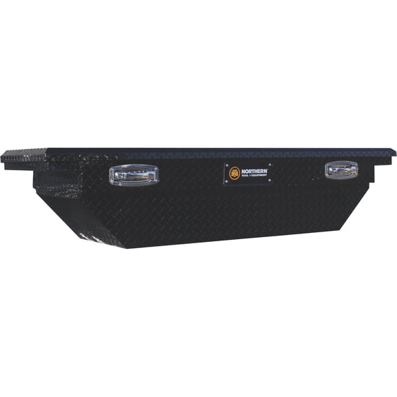 Northern Tool + Equipment Short Bed Low-Profile Crossover Truck Toolbox with Removable Tray, 63in. x 20in. x 13in., Aluminum, Gloss Black, Pull Handle Latches