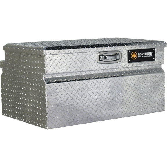 Northern Tool + Equipment Wide Truck Toolbox, 36in.L x 24in.W x 18in.H, Aluminum, Diamond Plate, Pull Handle Latch