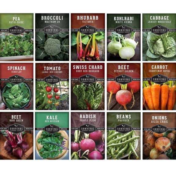 Northern Vegetable Seeds 15 Variety Pack - Heirloom Full Sun Annual