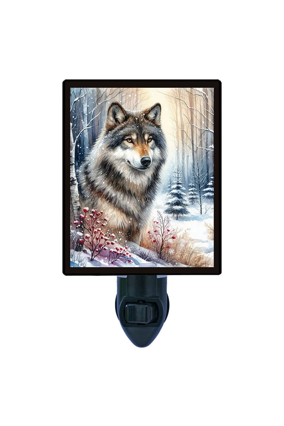 Northern Watch  Majestic Winter Wolf in Snowy Forest  Wilderness Animal Art  Free Switchable Insert