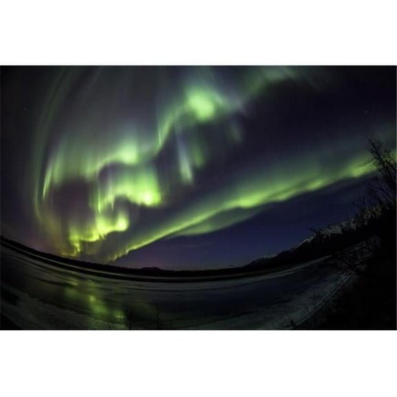 Northern lights over the Knik River near Palmer; Alaska United States of America Poster Print