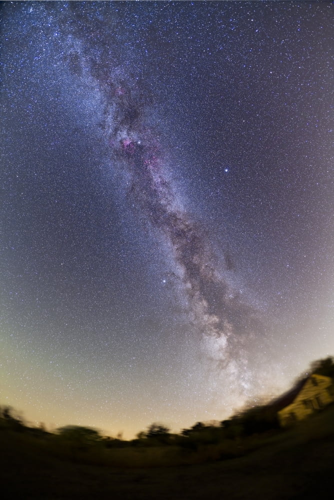 Northern summerautumn Milky Way from horizon to past the zenith Alberta Canada Canvas Art - Alan DyerStocktrek Images (12 x 18)