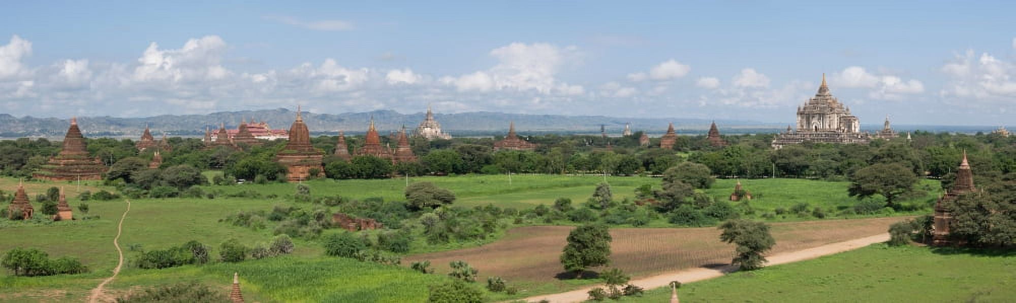 Northern view of stupas and temples from top of Shwe San Taw Thatbyinnyu Temple Bagan Mandalay Region Myanmar Canvas Art - Panoramic Images (27 x 9)