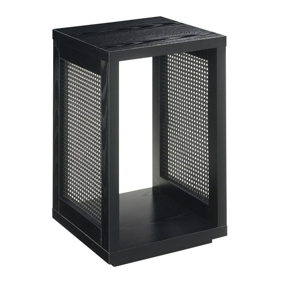 Northfield Admiral Weave End Table with Shelf in Black Wood Finish