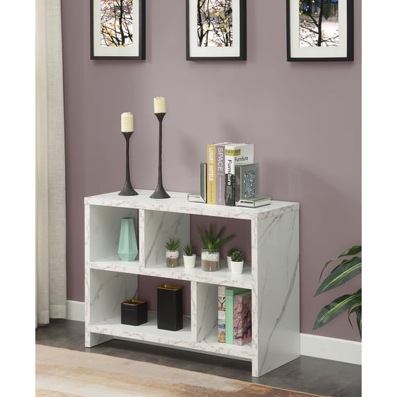 Convenience Concepts Northfield Console 3 Tier Bookcase, White Faux Marble