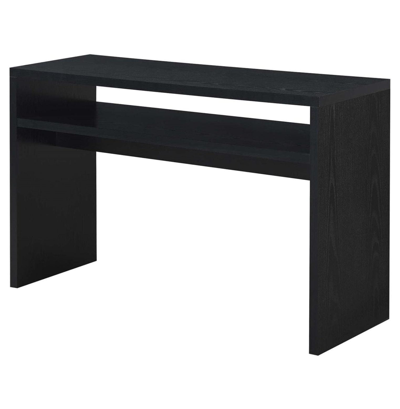 Northfield Deluxe 48" Black Wood and Glass Console Table with Storage