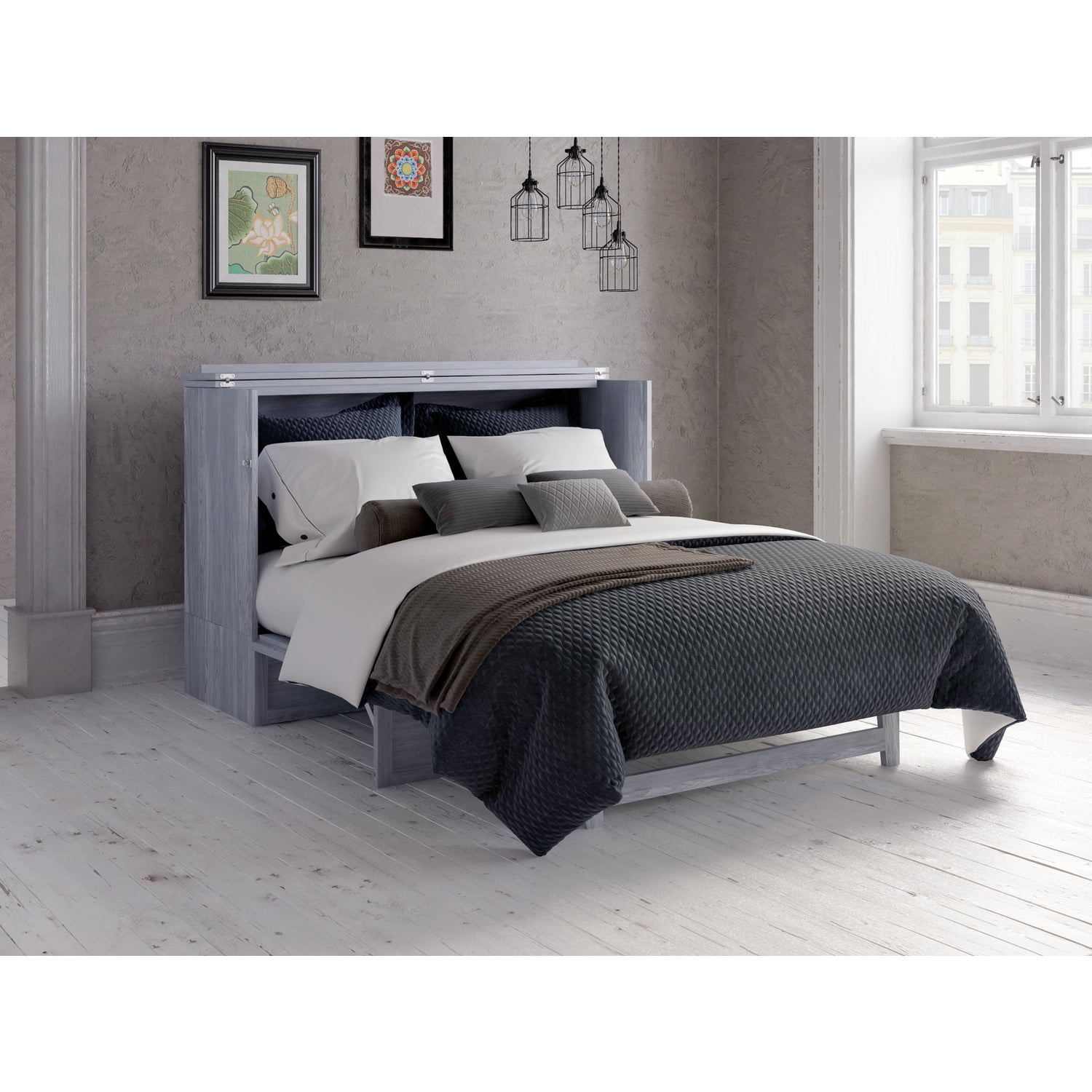 Northfield Driftwood Queen Murphy Bed Chest with Built-in Charger