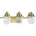 thumbnail image 1 of Northlake Collection Three-Light Vintage Brass Clear Glass Transitional Bath Light, 1 of 13