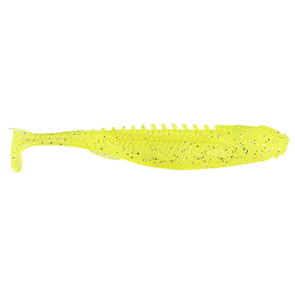 Northland Tackle Eye Candy Paddle Shad Floating 3.5" Soft Plastic Minnow Bait for Walleye Fishing, 5 Baits Per Pack, Silver Chartreuse