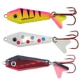 thumbnail image 1 of Northland Fishing Tackle Buck-Shot Coffin Ice Fishing Jigging Spoon, 1/4 Oz, 3 Spoons Per Pack, Assorted Colors for Walleye, Perch, Crappie, & More, 1 of 11