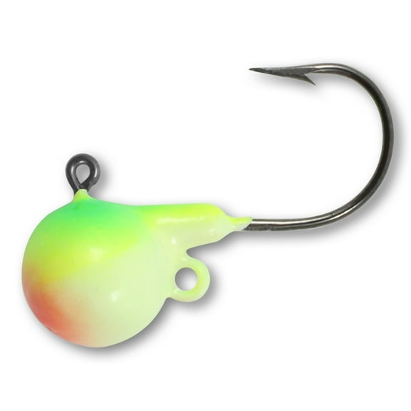 Northland Fishing Tackle Rigged Gumball Jig Grub Soft Plastic Lure, White, 1/16 Oz #4 Hook, 4/Card