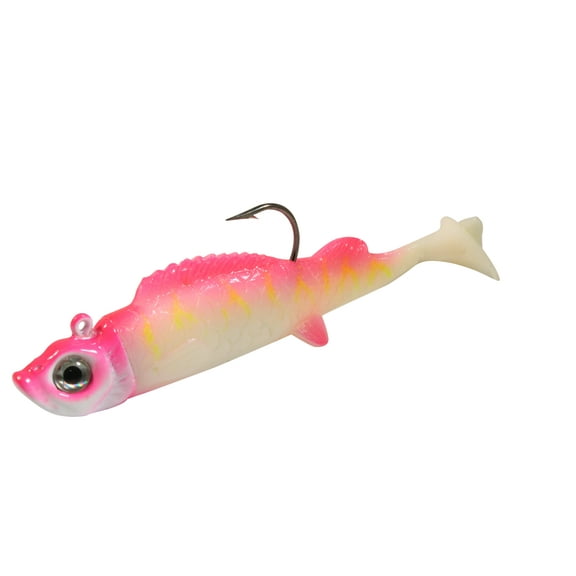 Northland Fishing Tackle UV Mimic Minnow Jig Fishing Lure for Bass - UV Pink Tiger - 1/32 oz