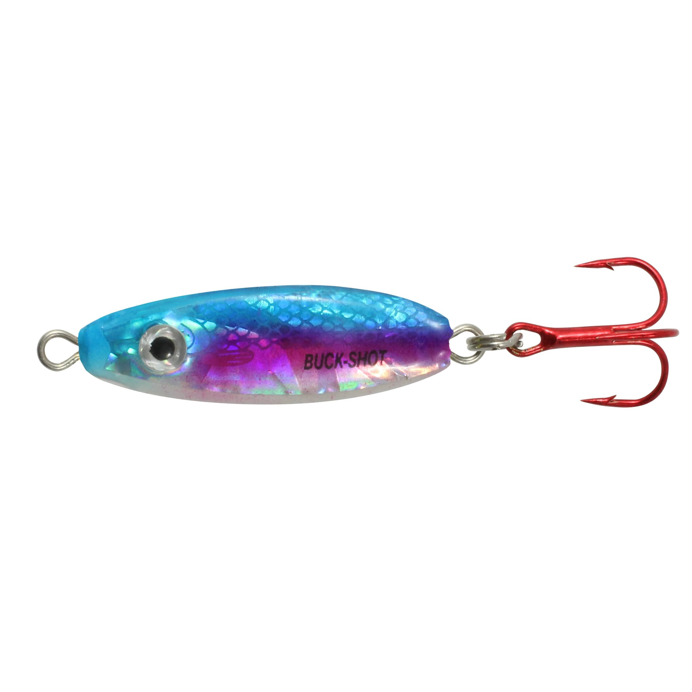 Northland Fishing Tackle Buck-Shot Ice Fishing Rattle Spoon, Super-Glo Rainbow, 3/8 Oz, 1/Cd