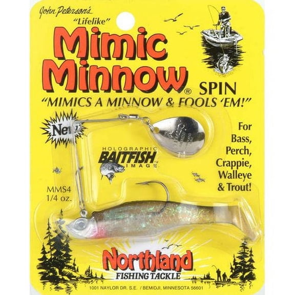Northland Tackle Mimic Minnow Spin, Spin Jig and Tail, Freshwater, Silver Shiner