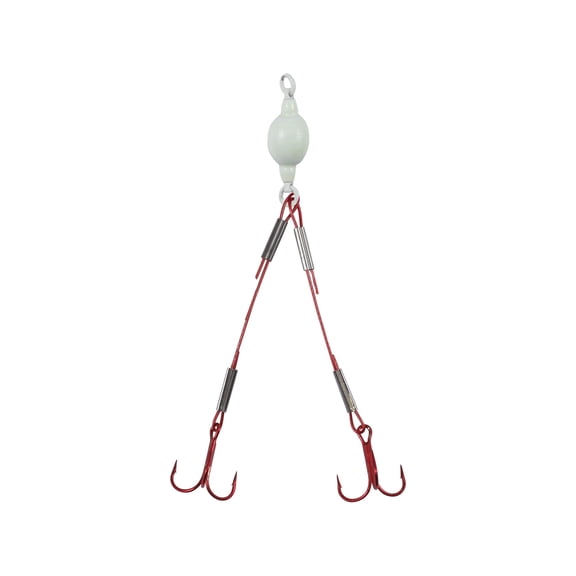 Northland Fishing Tackle Mini Predator Rig, Wire, Weighted, #8 Treble Hooks, Glo White, 1/8 oz