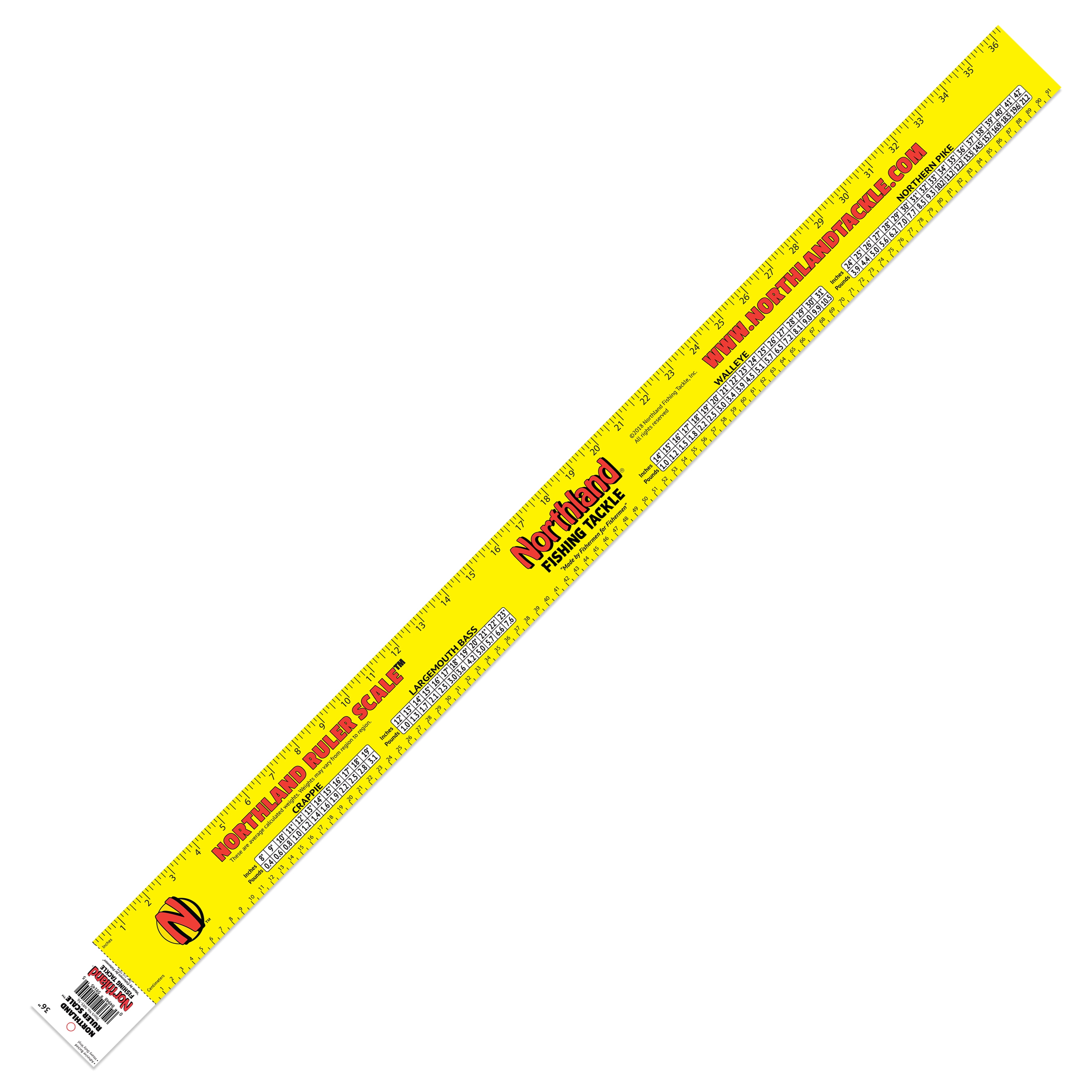 Northland Tackle Ruler Scale Sticker, Freshwater, Yellow, Measuring Device