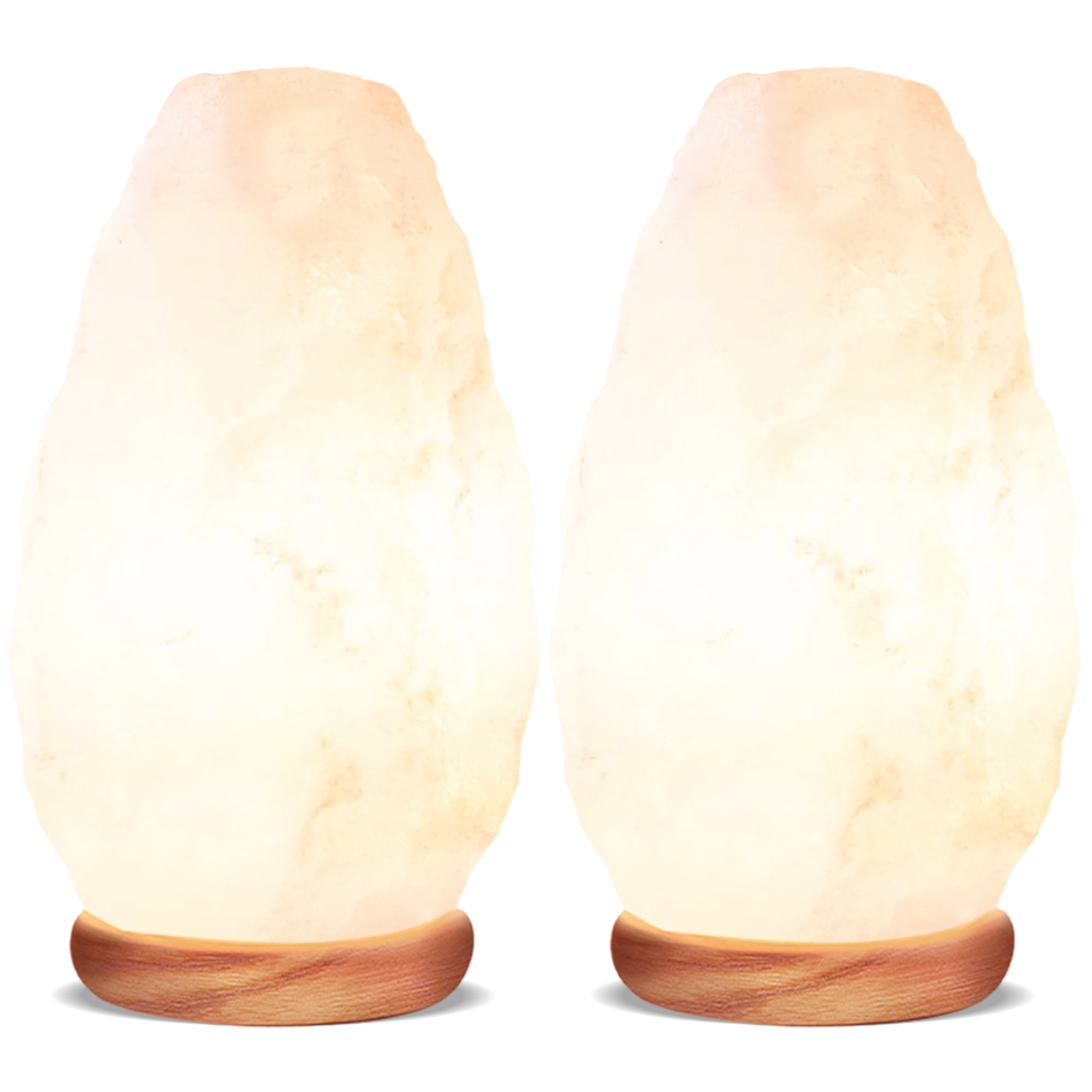 Northlandz Himalayan Salt Lamp, Wooden Base, 7 in Incandescent Electric Night Light, White 5-7lbs