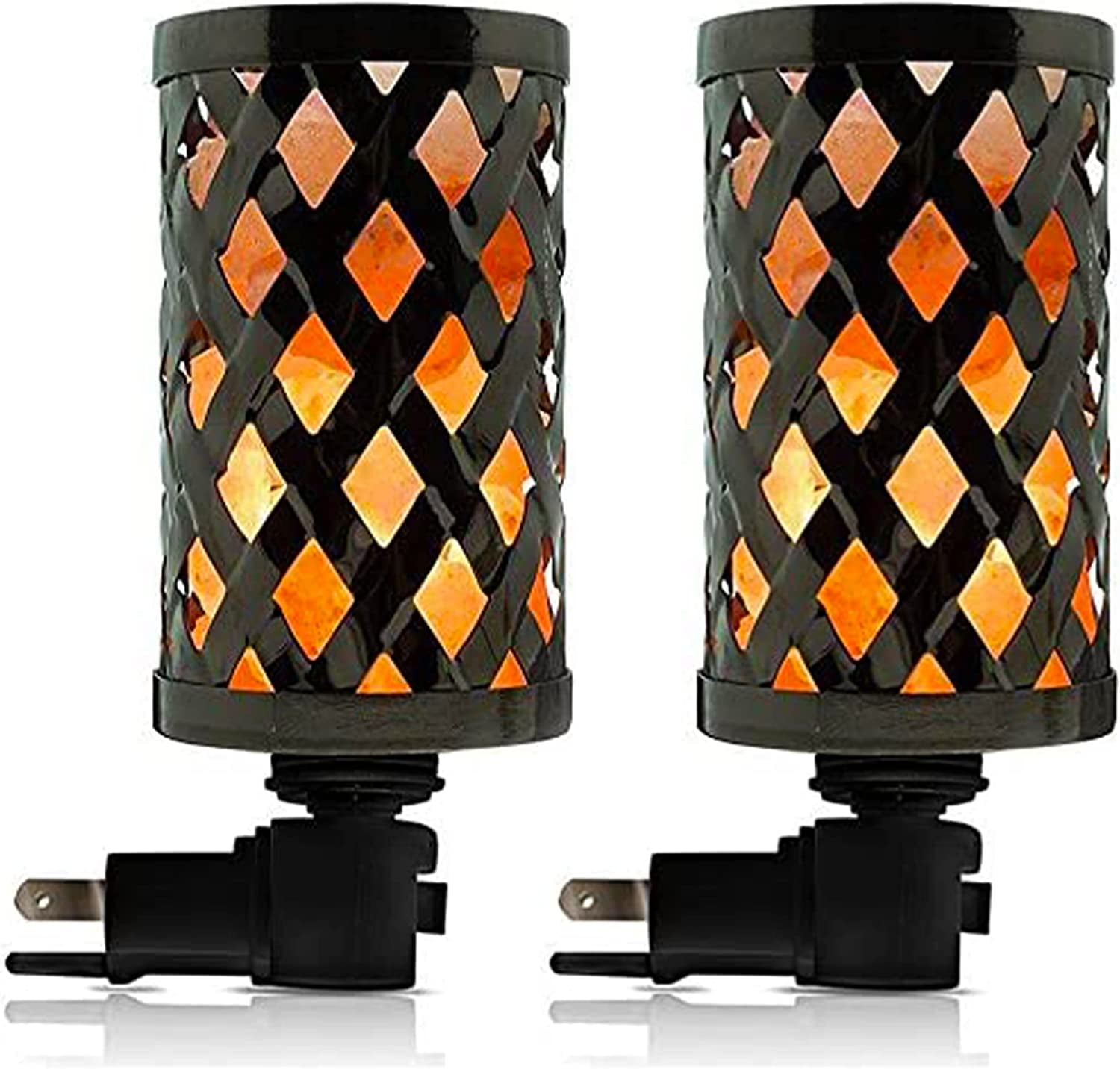 Northlandz Natural Pink Salt Lamp, 4 in, Lattice Style Wall Plug-in Incandescent Night Light 2 Pk