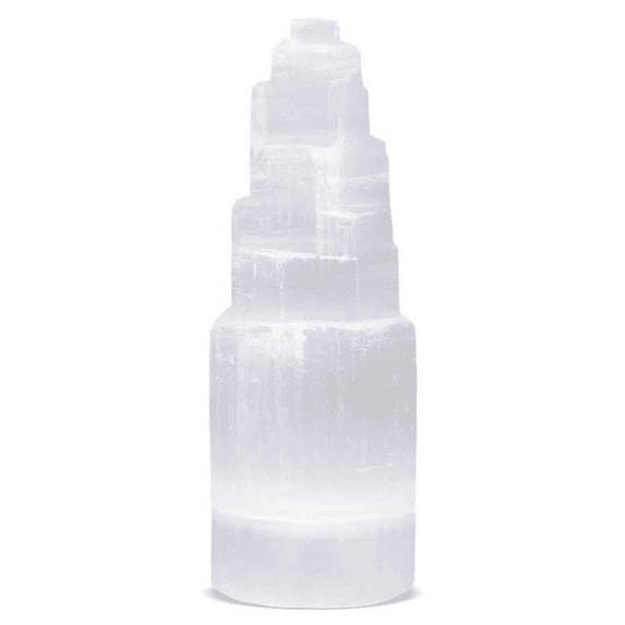 Northlandz Selenite Crystal Tower, Healing and Calming Crystal for Home Decor, White, 4 inches