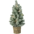 thumbnail image 1 of Northlight 1.4 FT LED Mini Flocked Artificial Tabletop Christmas Tree with Burlap Base, Clear Lights, 1 of 4