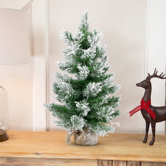 Northlight 1.8 FT Flocked Pine Full Artificial Christmas Tree in Burlap Base - Unlit