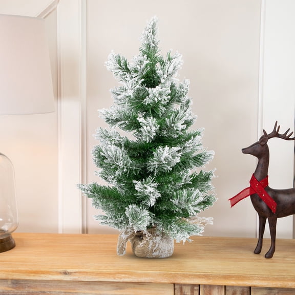 Northlight 1.8 FT Flocked Pine Full Artificial Christmas Tree in Burlap Base - Unlit