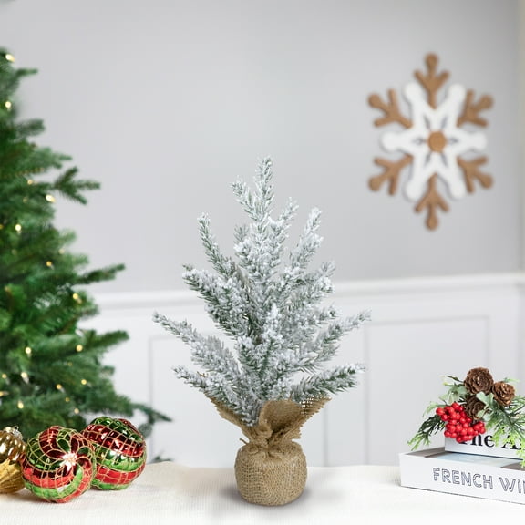 Northlight 1 FT Unlit Artificial Flocked Mini Pine Christmas Tree with Jute Base