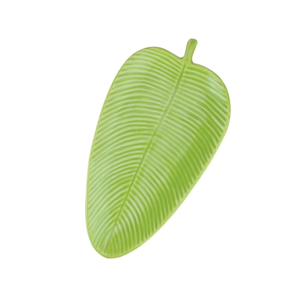 Northlight 10.5" Chartreuse Textured Ceramic Banana Leaf Display Tray - Green