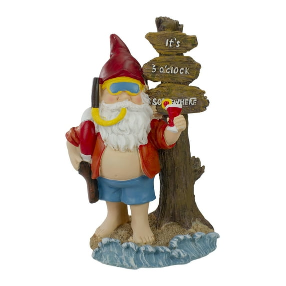 Northlight 10.5" Red and Blue Beach Gnome Outdoor Garden Statue