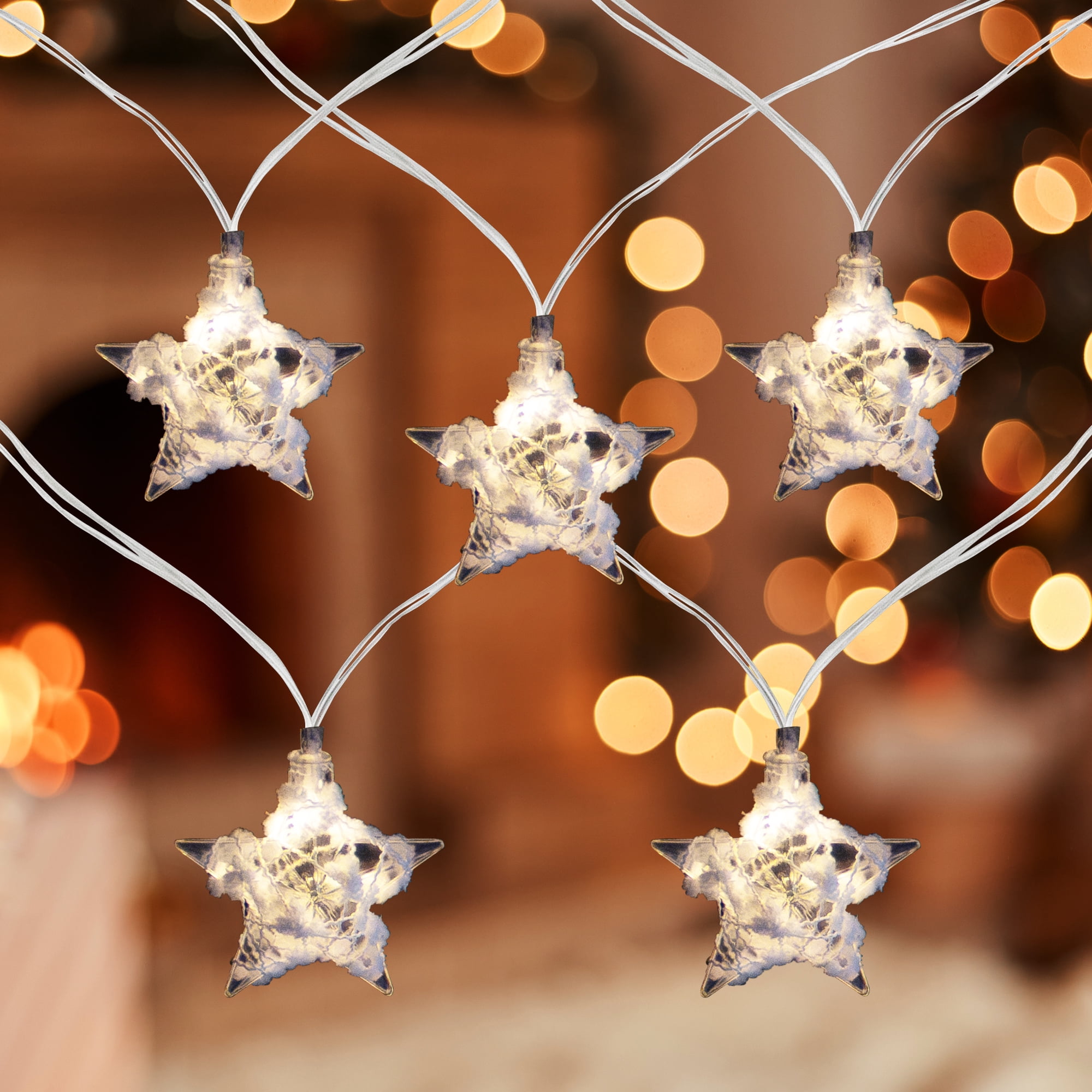 Battery Powered Warm White LED Christmas String Lights with Clear Wire