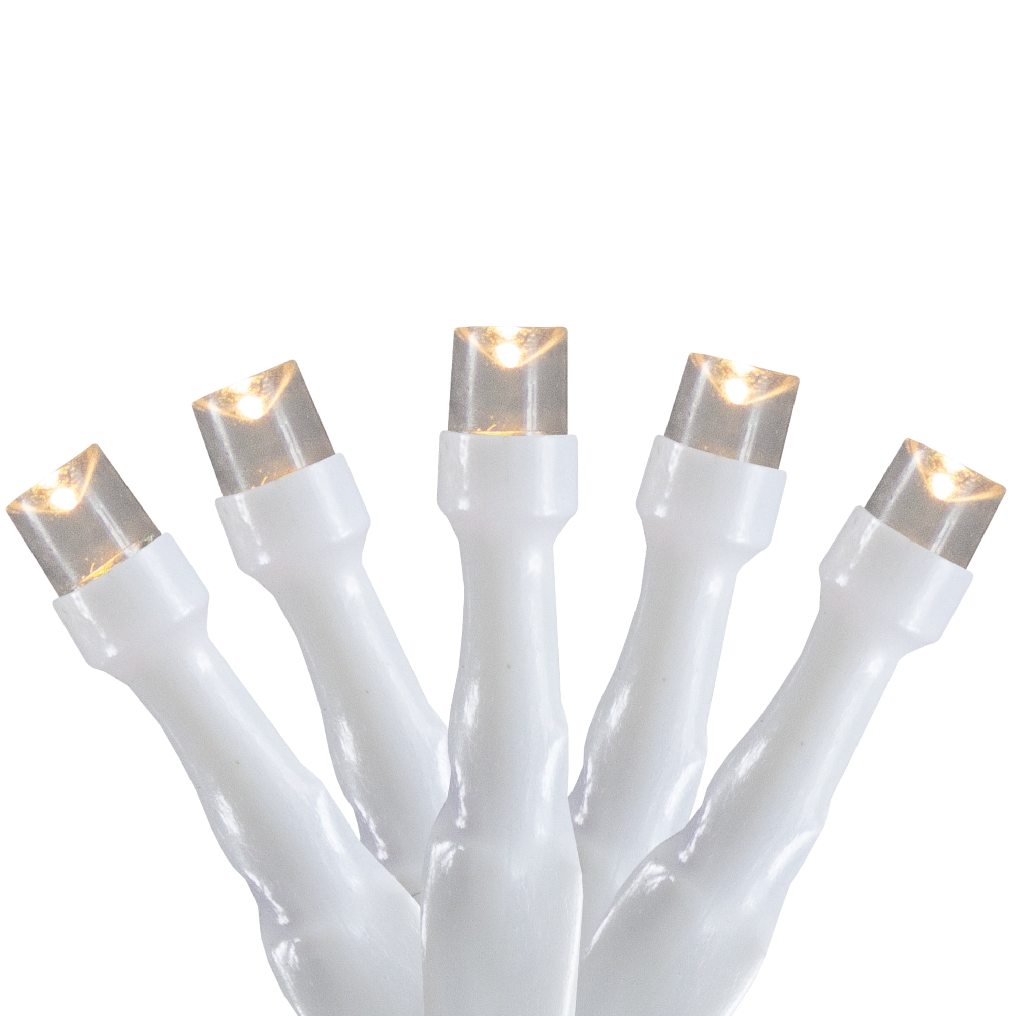 Northlight 10 B/O Warm White LED Wide Angle Christmas Lights - 3 ft White Wire - 3'