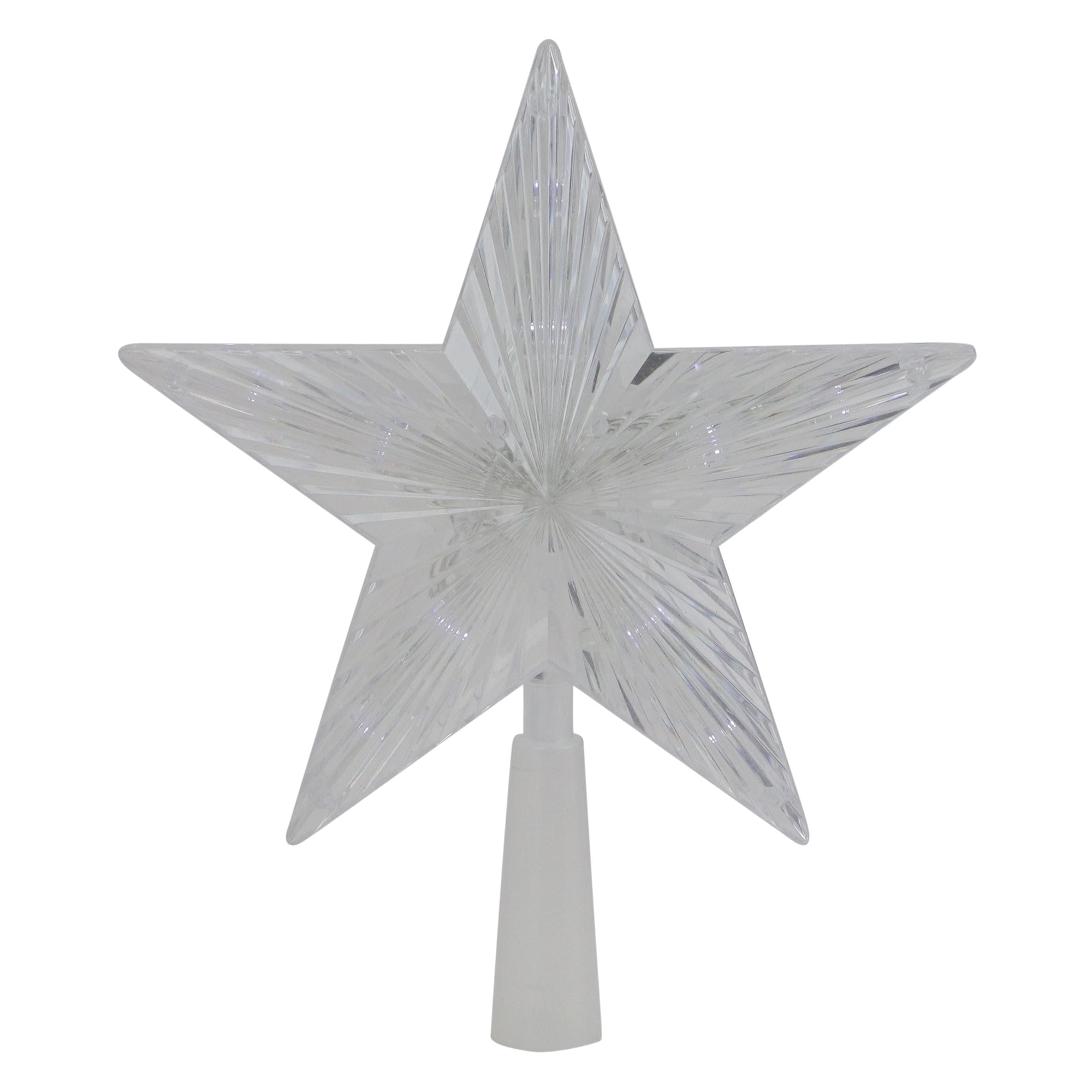 Clear Crystal Star Christmas Tree Topper with LED Lights