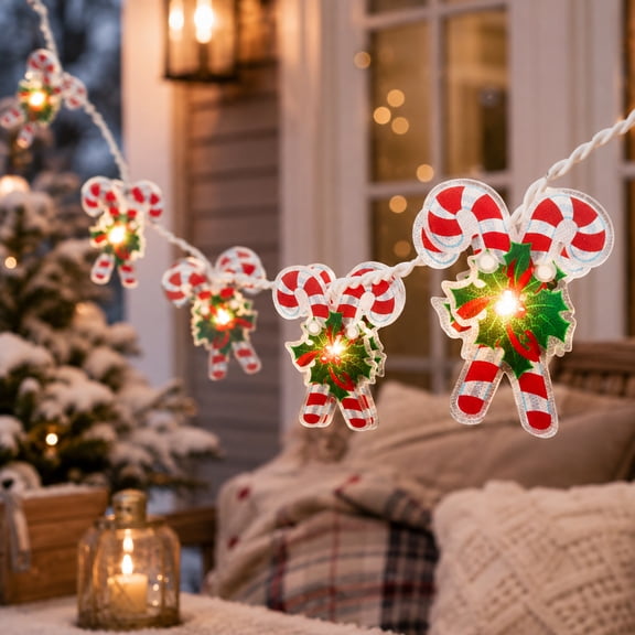 Northlight Candy Cane Christmas Light Set - Clear - 6' White Wire - 10ct
