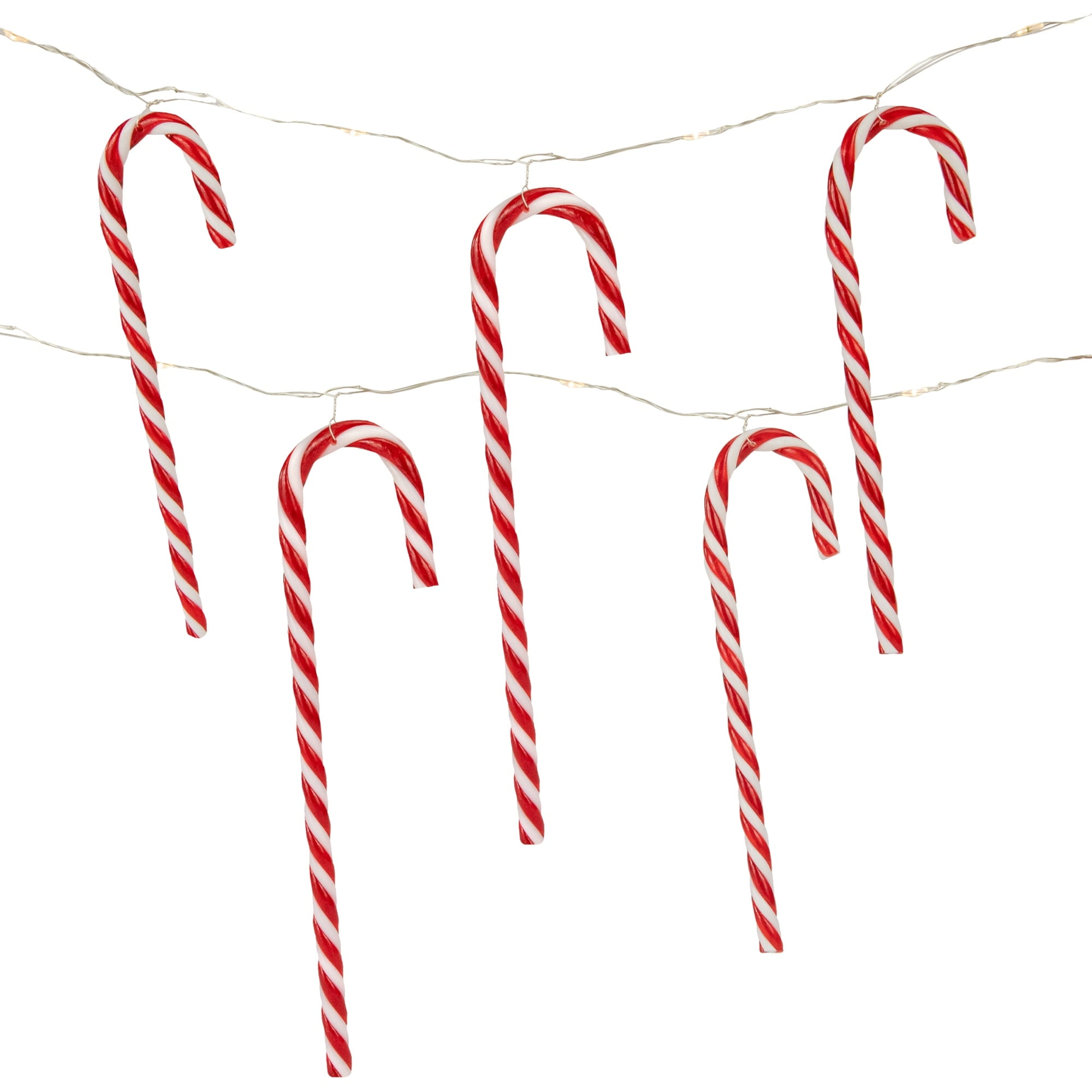 10-Count LED Candy Cane Micro Fairy Christmas Light Set 3ft Clear Wire