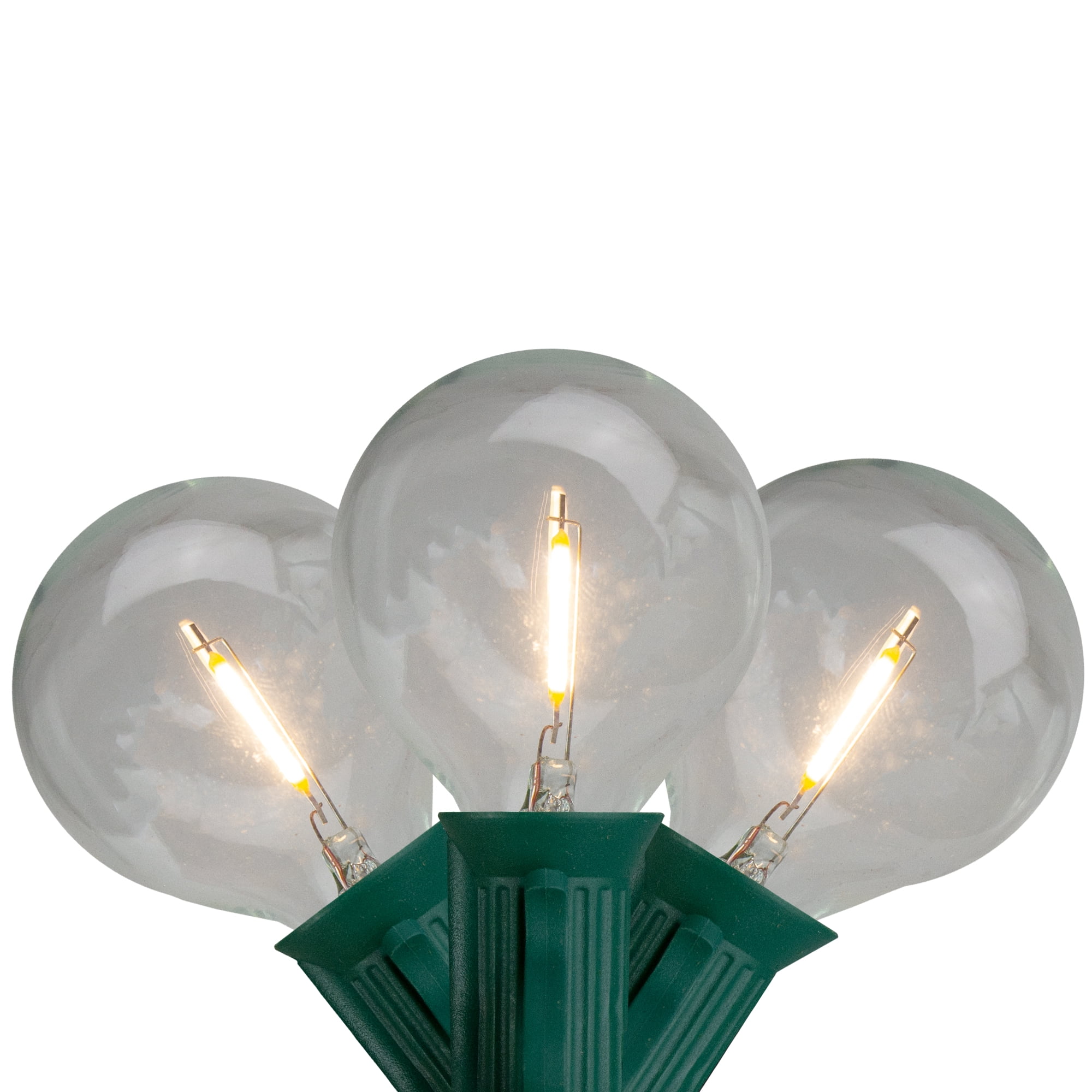 Warm White LED Globe Patio Lights with Green Wire, 10ft