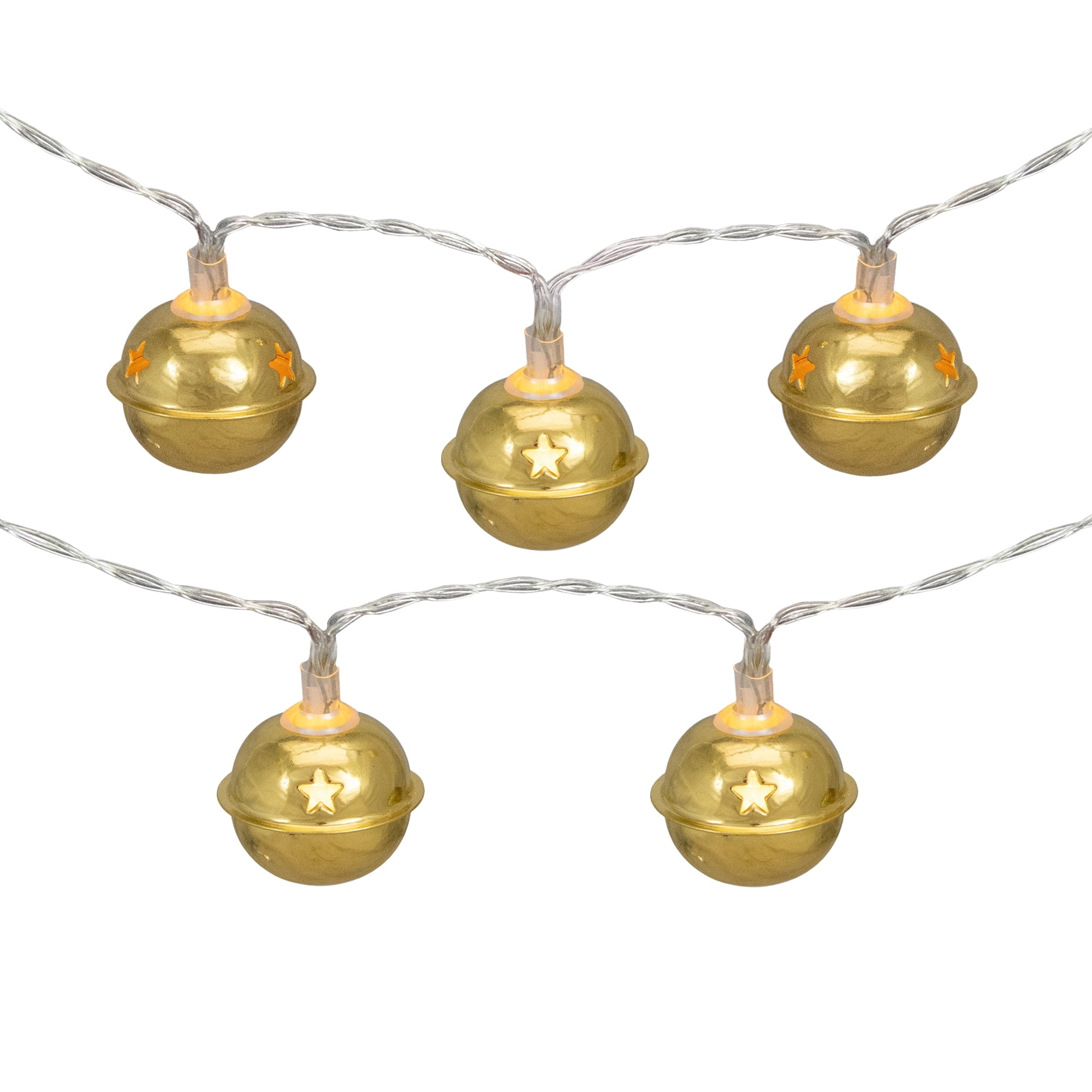 Northlight 10-Count LED Gold Christmas Bells Fairy Lights 5.5ft Copper Wire - 5.5'