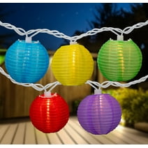 Northlight 10-Count Multi-Color Round Lantern Patio String Light Set, 7.25ft. White Wire