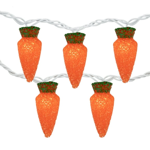 Northlight 10-Count Orange Carrot Easter String Light Set, 7.25ft White Wire