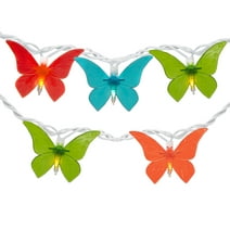 Northlight 10-Count Vibrantly Colored Summer Butterfly Outdoor Patio String Light Set, 9ft White